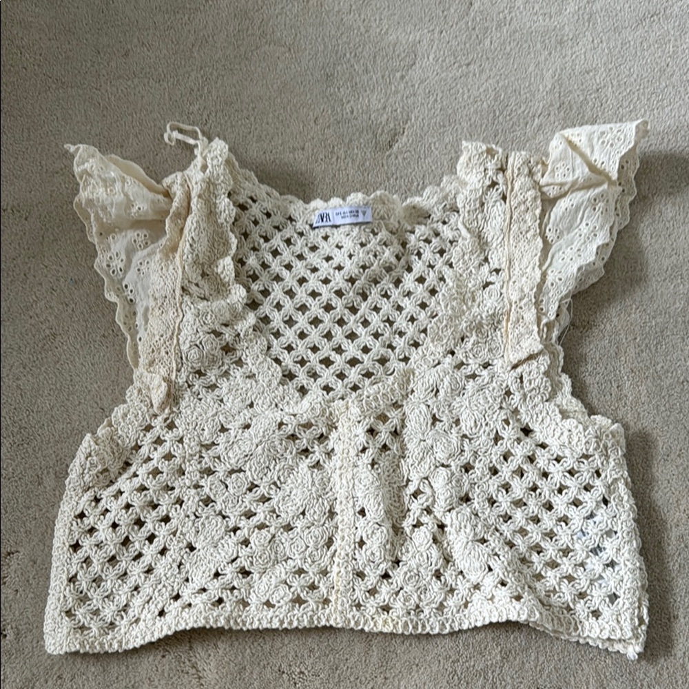 Women's Cream Crochet Top